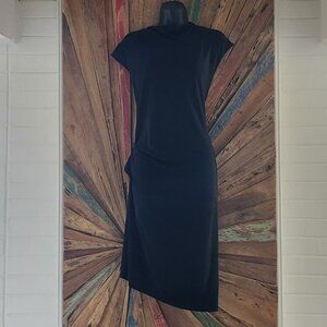 By Malene Birger side drape/ruching hi-lo black t-shirt Dress Sz M